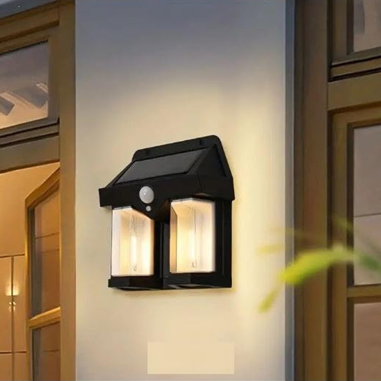 Outdoor solar wall lamp with dual lighting for enhanced outdoor ambiance and energy efficiency