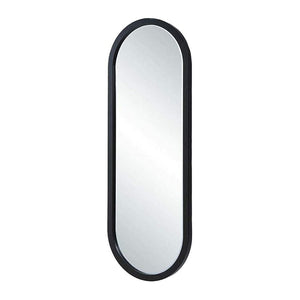 Elegant Oval Wall-mounted Bathroom Mirror (1 Pc) with a sleek black frame for modern decor