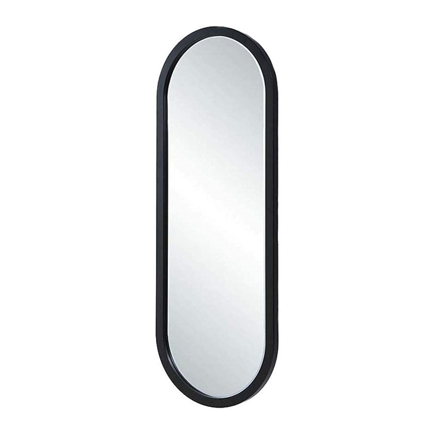 Elegant Oval Wall-mounted Bathroom Mirror (1 Pc) with a sleek black frame for modern decor
