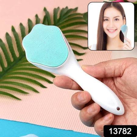 Silicone Face Scrubber Exfoliating Brush Manual Handheld Facial Cleansing Brush (1 Pc) - Superior eMart