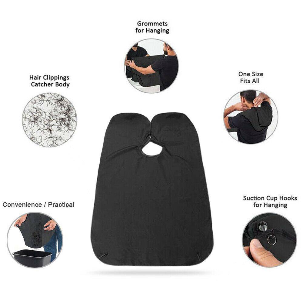 6027 Black Beard Apron Hair Clippings Catcher Grooming Bib - Superior eMart