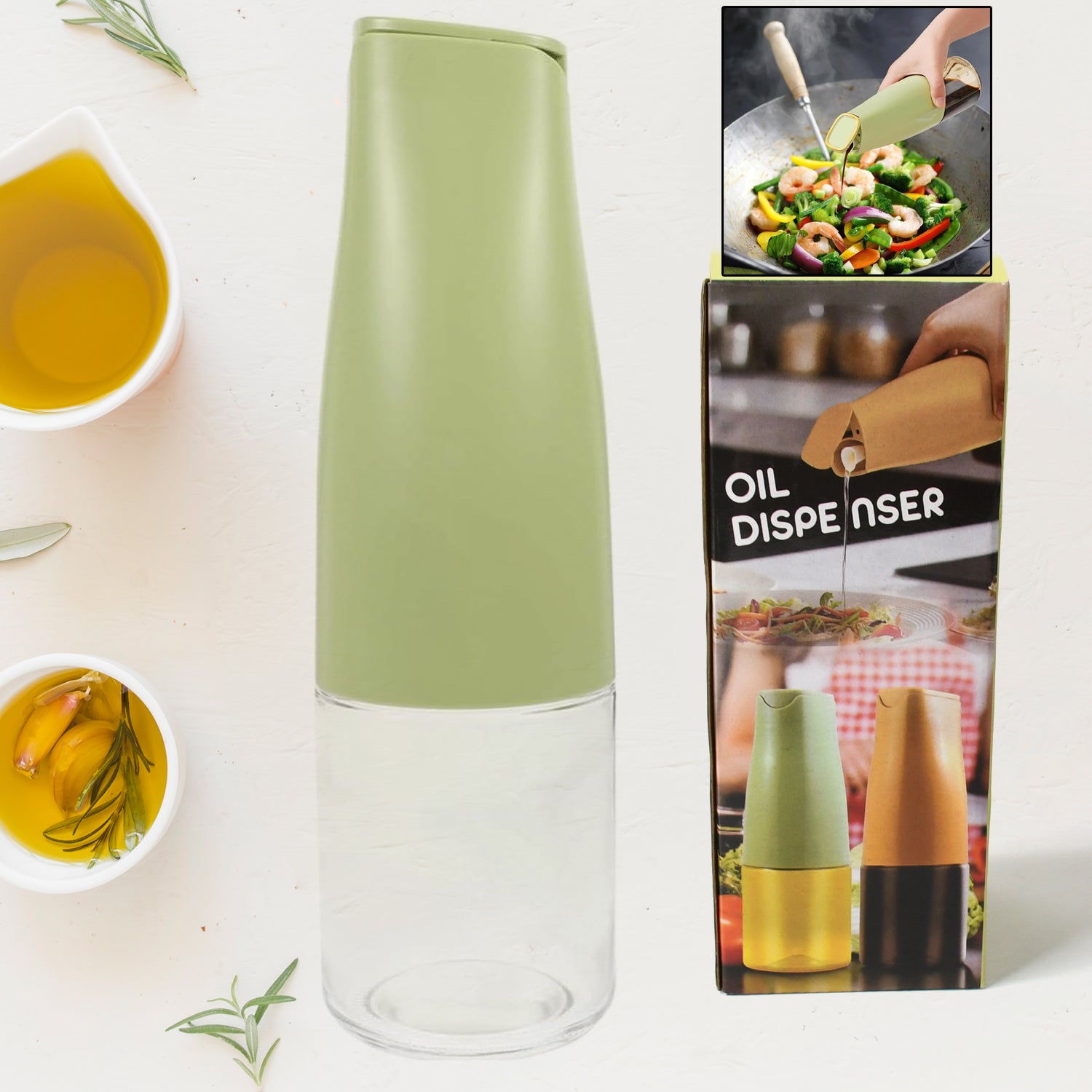 500ml cooking oil dispenser features an automatic open lid, making it convenient for kitchen use