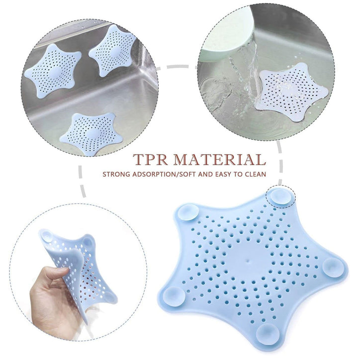 Star Shape Suction Cup Kitchen Bathroom Sink Drain Strainer Hair Stopper Filter (Mix Color 1 Pc)