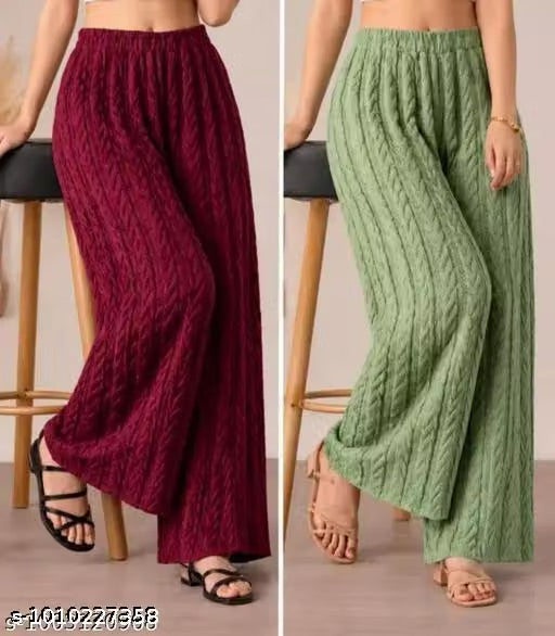 Textured palazzo set croon shasual unique morden plazoo set pack of 2