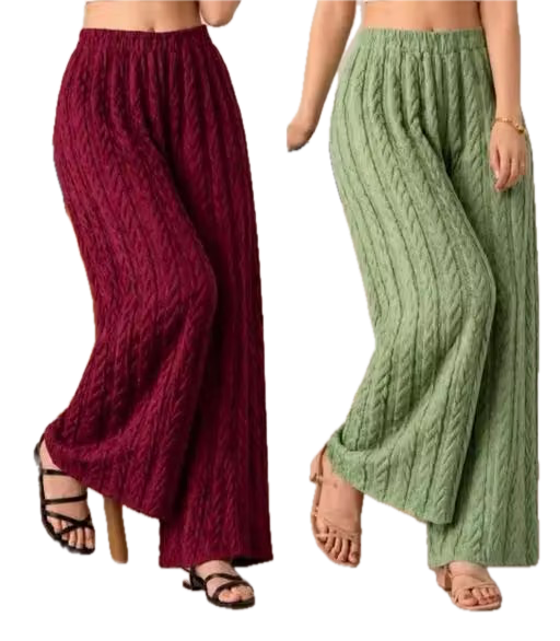 Textured palazzo set croon shasual unique morden plazoo set pack of 2