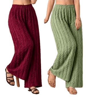 Textured palazzo set croon shasual unique morden plazoo set pack of 2