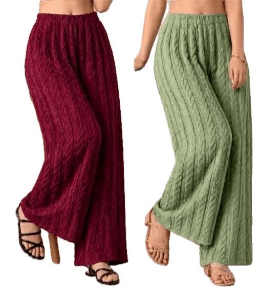 Textured palazzo set croon shasual unique morden plazoo set pack of 2