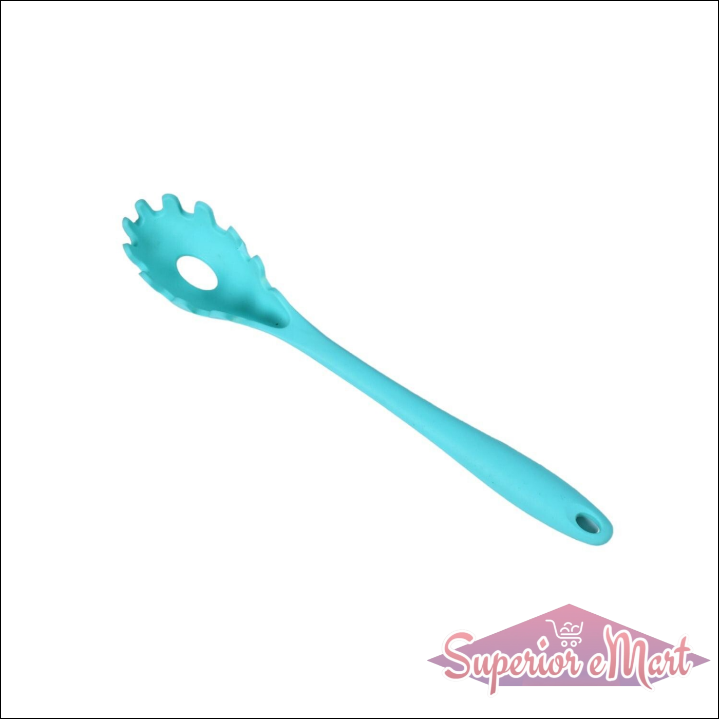 Superior eMart heat resistant pasta fork in turquoise, perfect for serving and stirring pasta dishes