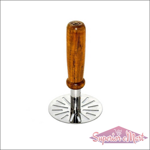 Durable pav bhaji masher with a wooden handle and stainless steel base for efficient food preparation