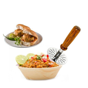 Superior eMart pav bhaji masher with a wooden handle for easy meal preparation and serving