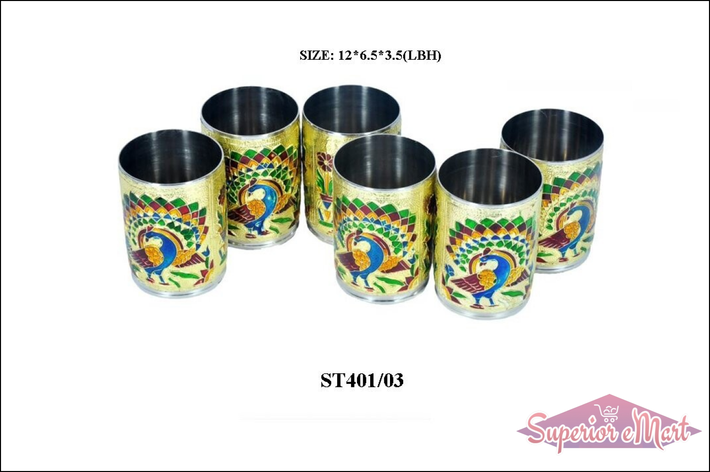 Peacock design glass and tray set featuring vibrant colors and intricate patterns for elegant dining.