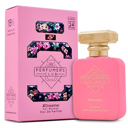 Pink bottle of #Dreamer Eau De Parfum by Perfumers Club, a luxury perfume for women in stylish packaging