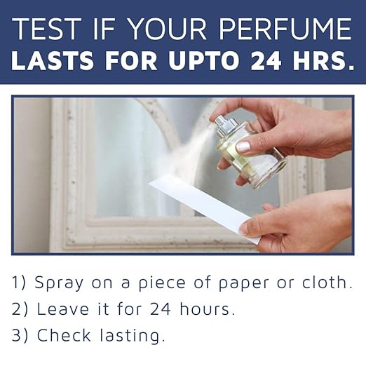 Instructions for testing if your luxury perfume for women lasts up to 24 hours on paper or cloth