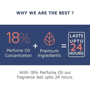 Unisex eau de parfum with 18% perfume oil concentration lasting up to 24 hours for long-lasting fragrance