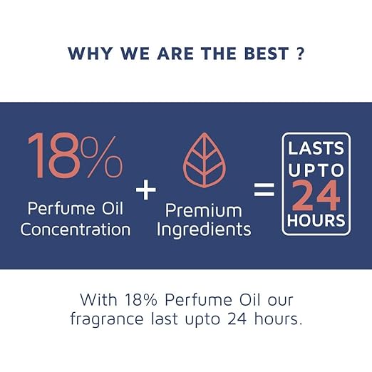 Unisex eau de parfum with 18% perfume oil concentration lasting up to 24 hours for long-lasting fragrance