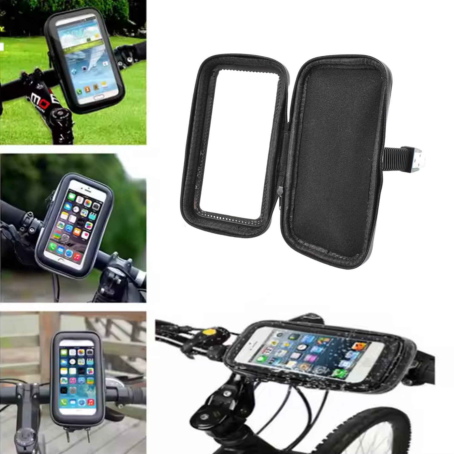 Durable phone holder case for cycling, securely mounts on bike handlebars and protects your phone