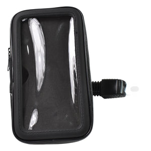 Durable phone holder case for cycling with transparent touchscreen cover and secure mounting strap