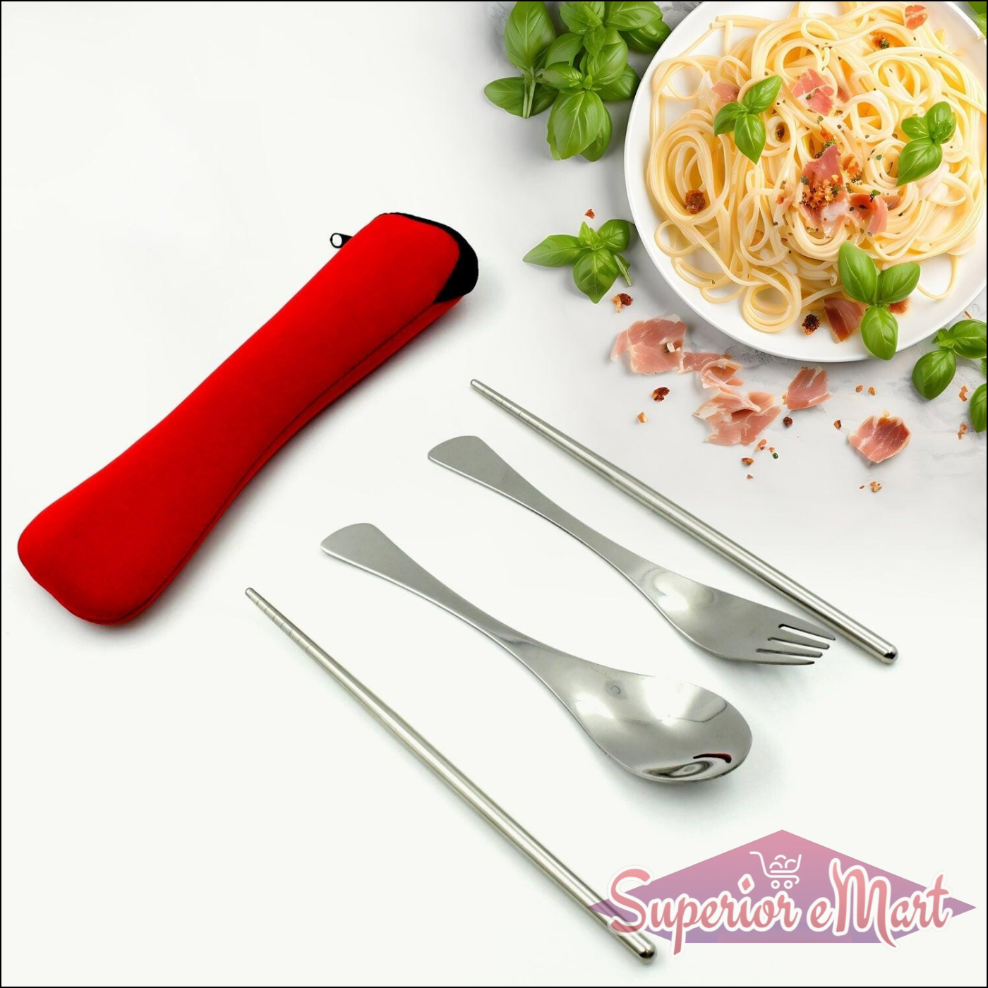 Picnic Cutlery Set with Case - 4 Pcs - Superior eMart