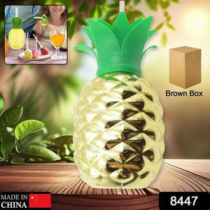 Novelty pineapple cup with straw perfect for summer parties and tropical drinks.
