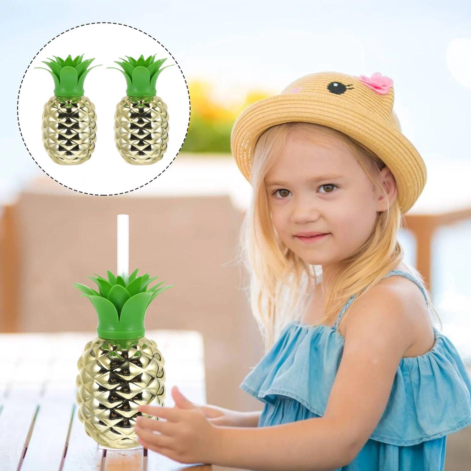 Fun pineapple cup with straw for kids, perfect for summer drinks and tropical themes
