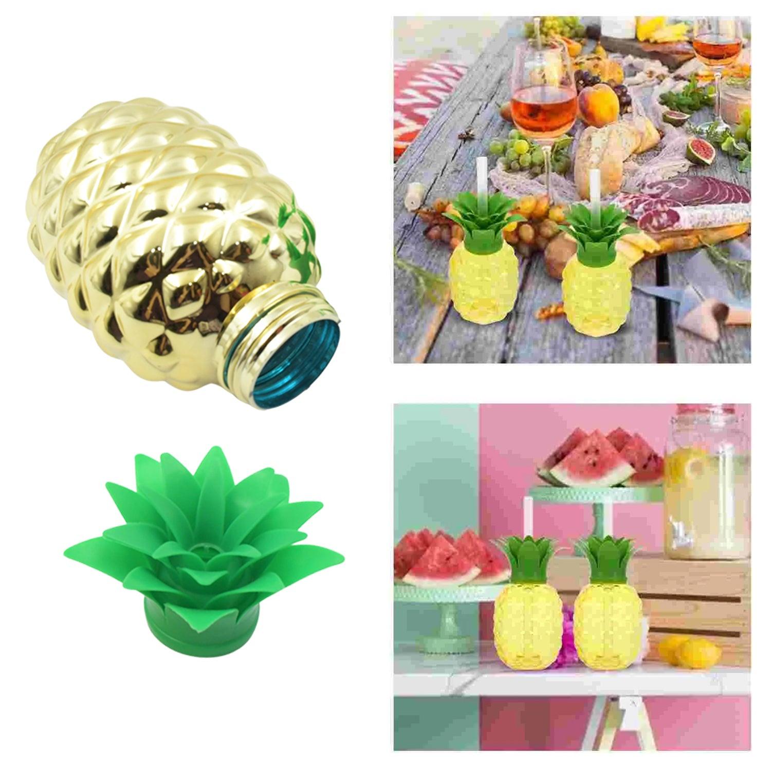 Set of pineapple cup with straw for fun summer drinks and tropical-themed parties