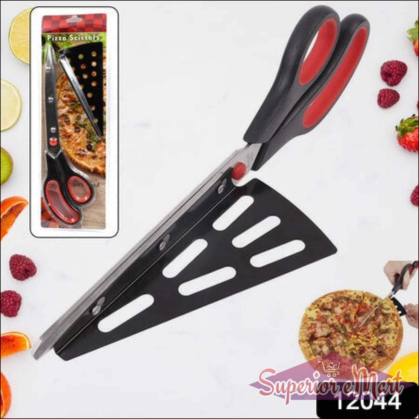 Pizza Cutter Scissors, Plastic Handle With Removable Spatula - Superior eMart