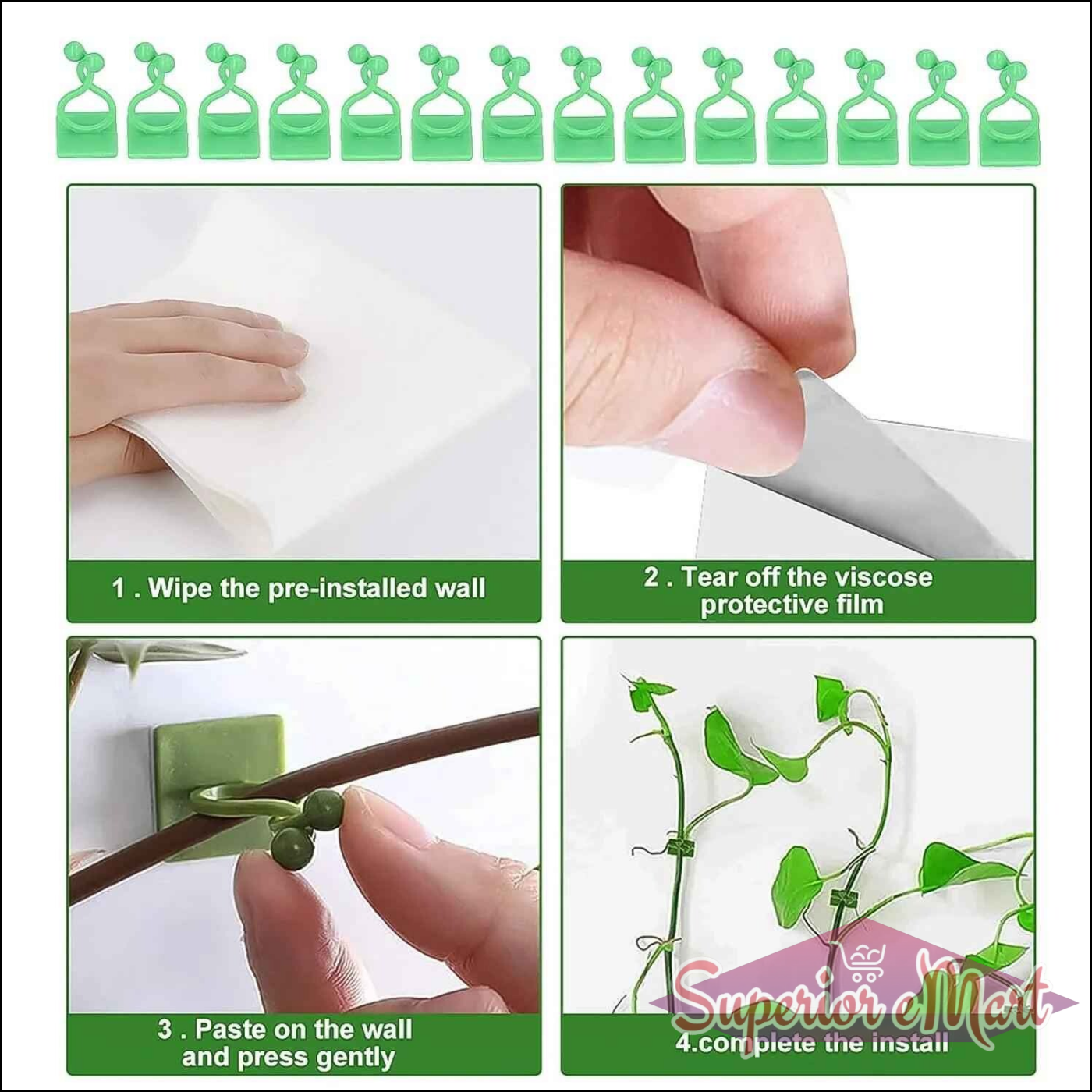 Plant Climbing Wall Clips - 100 Pcs Set
