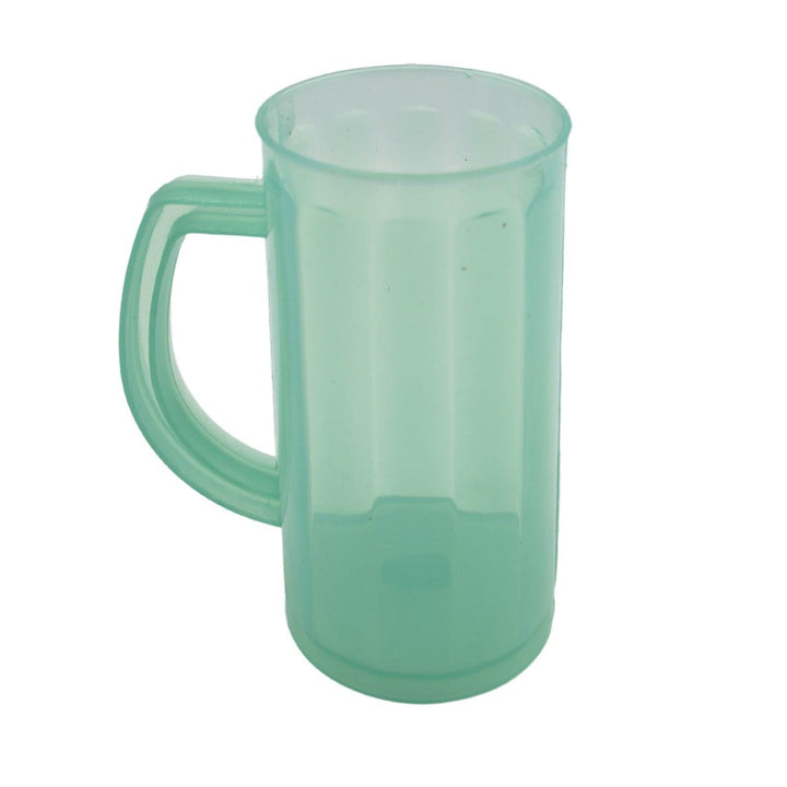 Translucent green plastic coffee mug with handle, perfect for casual dining and everyday use