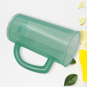 Durable plastic coffee mug with handle in green color, perfect for everyday use and outdoor activities