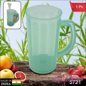 Transparent plastic coffee mug with handle in green, perfect for hot beverages and everyday use