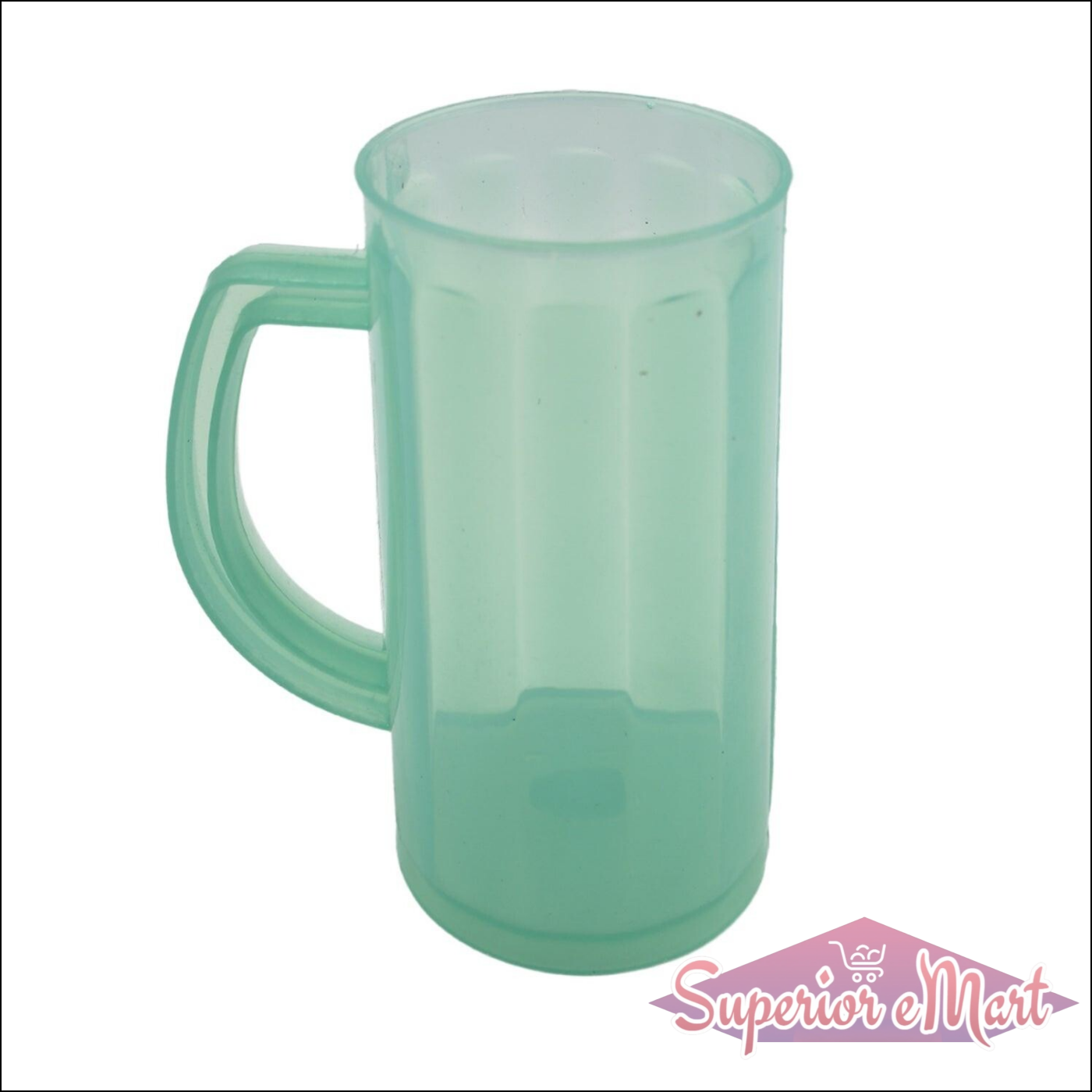 Translucent green plastic coffee mug with handle, perfect for casual dining and everyday use