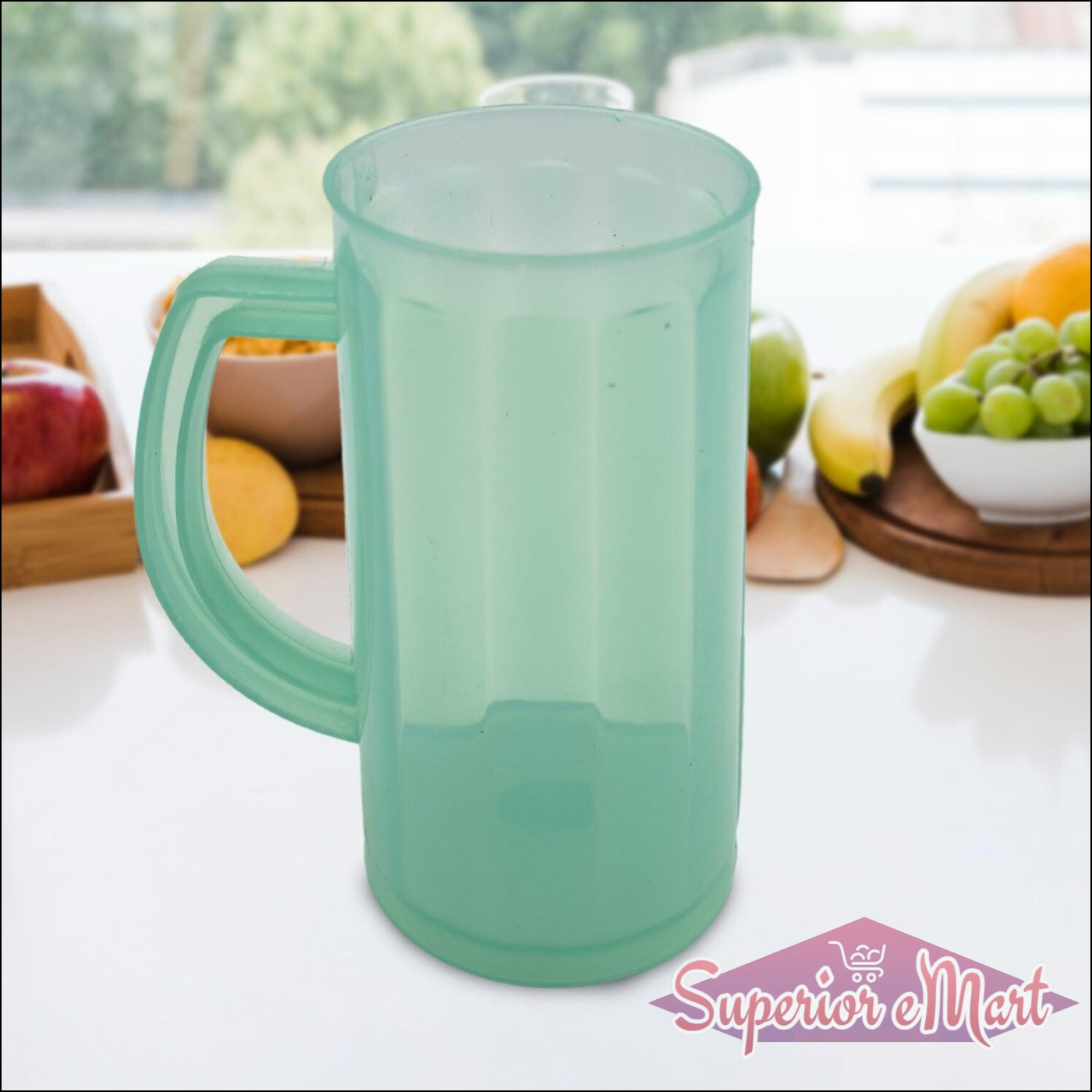Transparent plastic coffee mug with handle ideal for casual dining and outdoor use