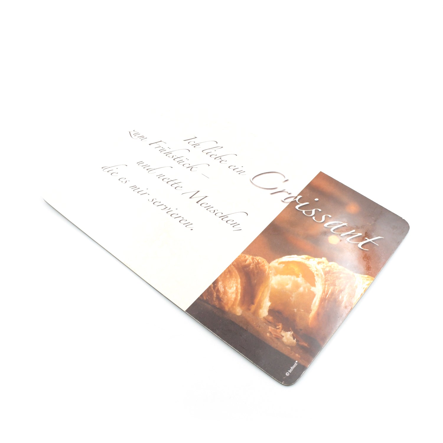 Plastic kitchen chopping board with a croissant design, perfect for food preparation and kitchen use