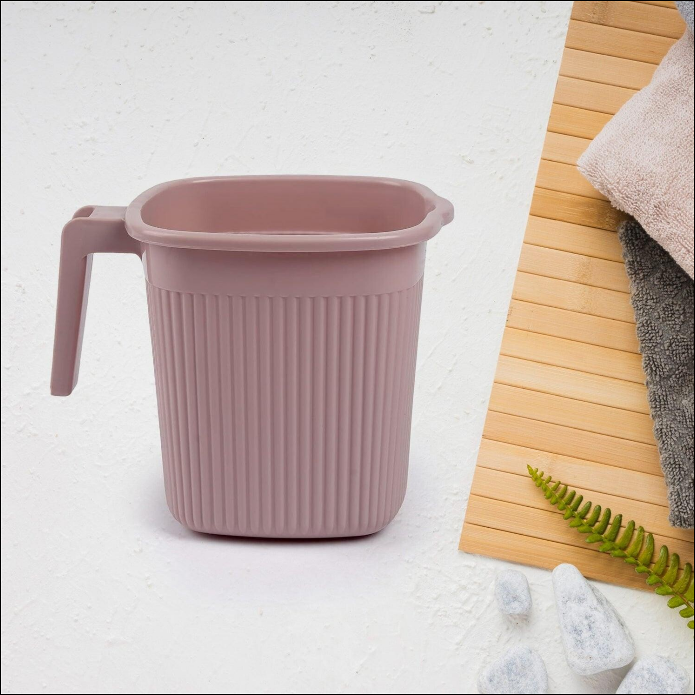 Plastic Square Bath Water Mug (4 Pc  1000 Ml  Mix Color) - Superior eMart