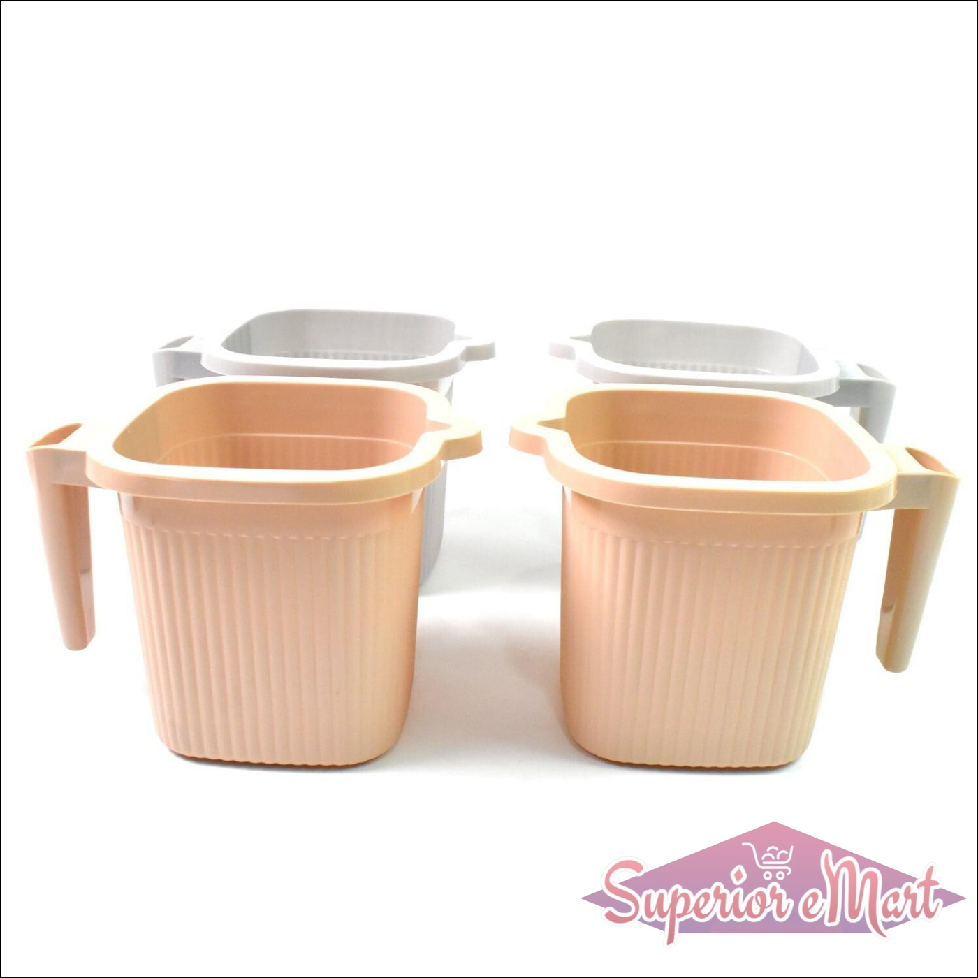 Plastic Square Bath Water Mug (4 Pc  1000 Ml  Mix Color) - Superior eMart