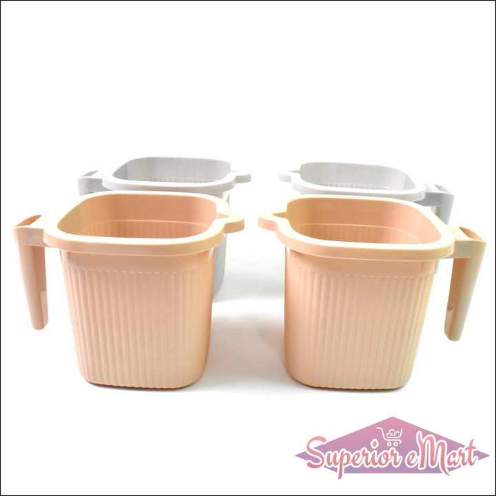 Plastic Square Bath Water Mug (4 Pc  1000 Ml  Mix Color) - Superior eMart