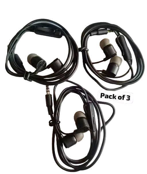 Wired Earphones Pack of 3 - Back Color