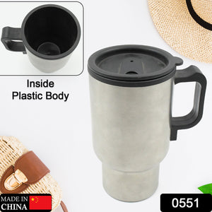 Superior eMart portable car kettle for travel with a stainless steel body and plastic lid for beverages