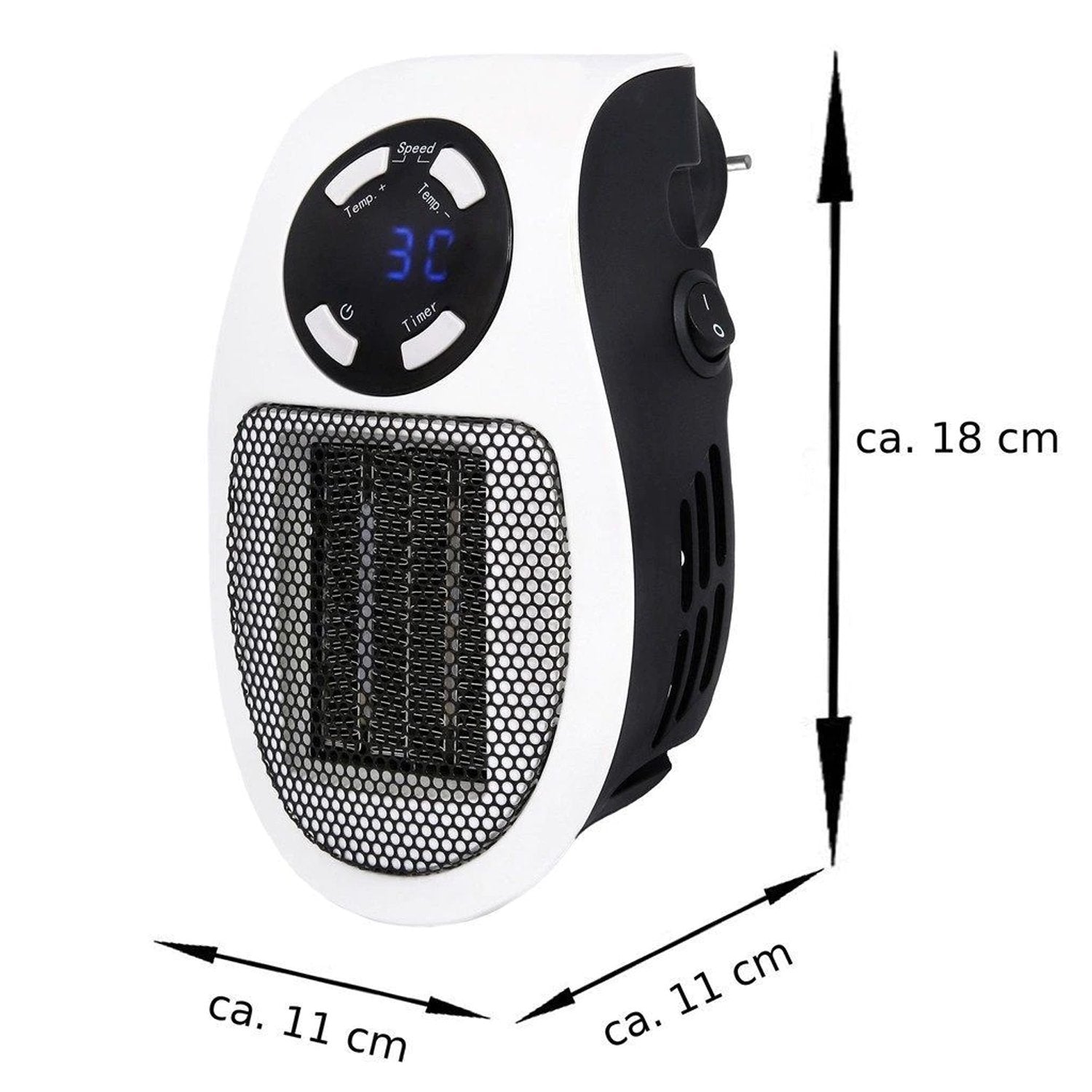 Portable electric heater with digital display and adjustable settings for efficient home heating