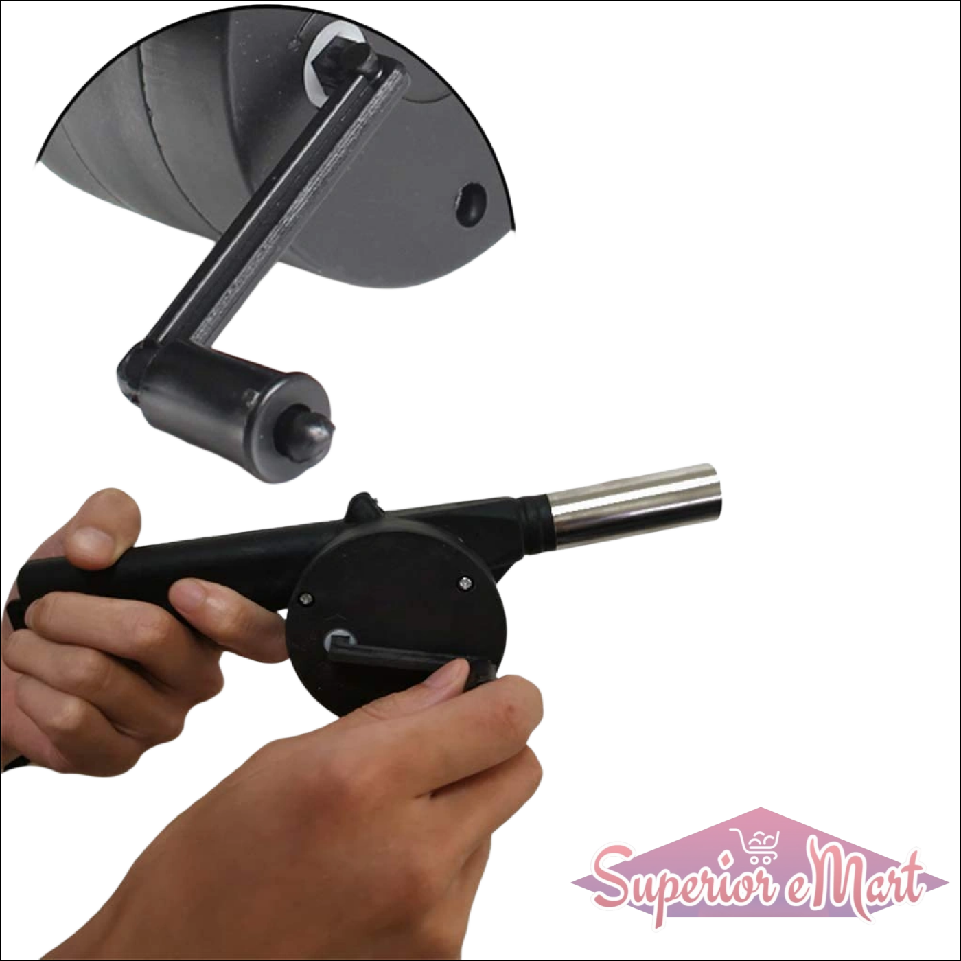 Portable Hand Crank Air Blower Fan For Charcoal Grill Bbq - Superior eMart