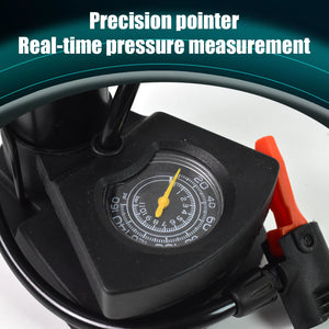 Portable mini bike pump with precision pointer for real-time pressure measurement and easy use