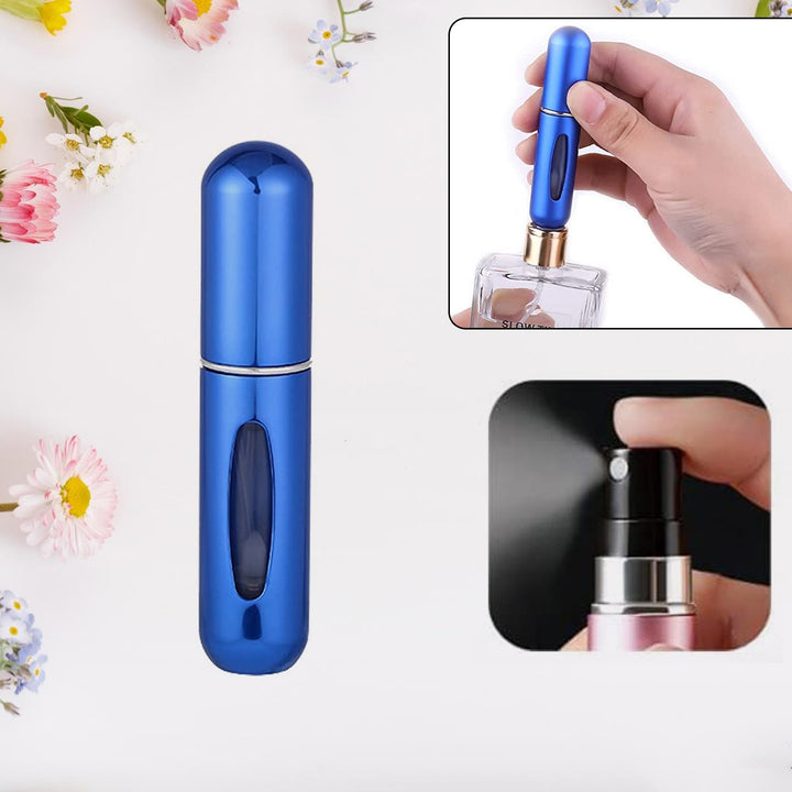 Stylish blue portable perfume spray bottle for easy travel and fragrance refills
