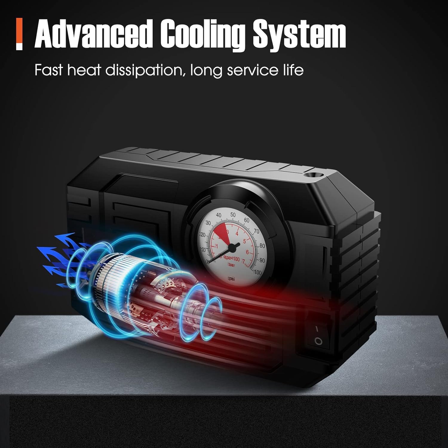 Superior eMart portable tire inflator 12v with advanced cooling system for fast heat dissipation