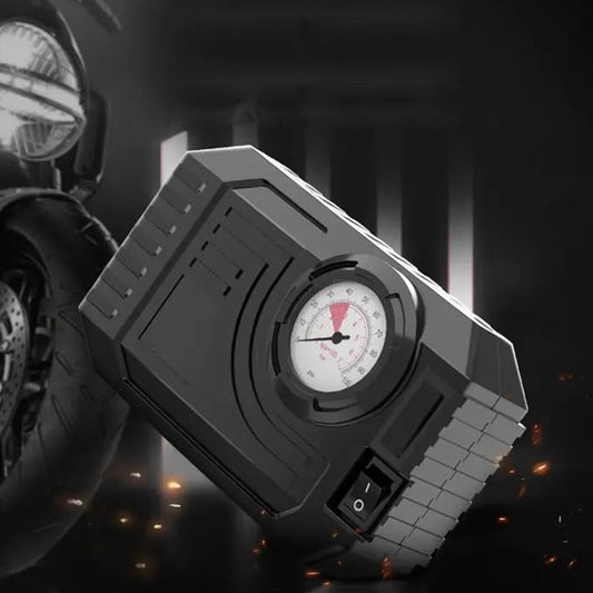 Portable tire inflator 12v with built-in pressure gauge for quick inflation