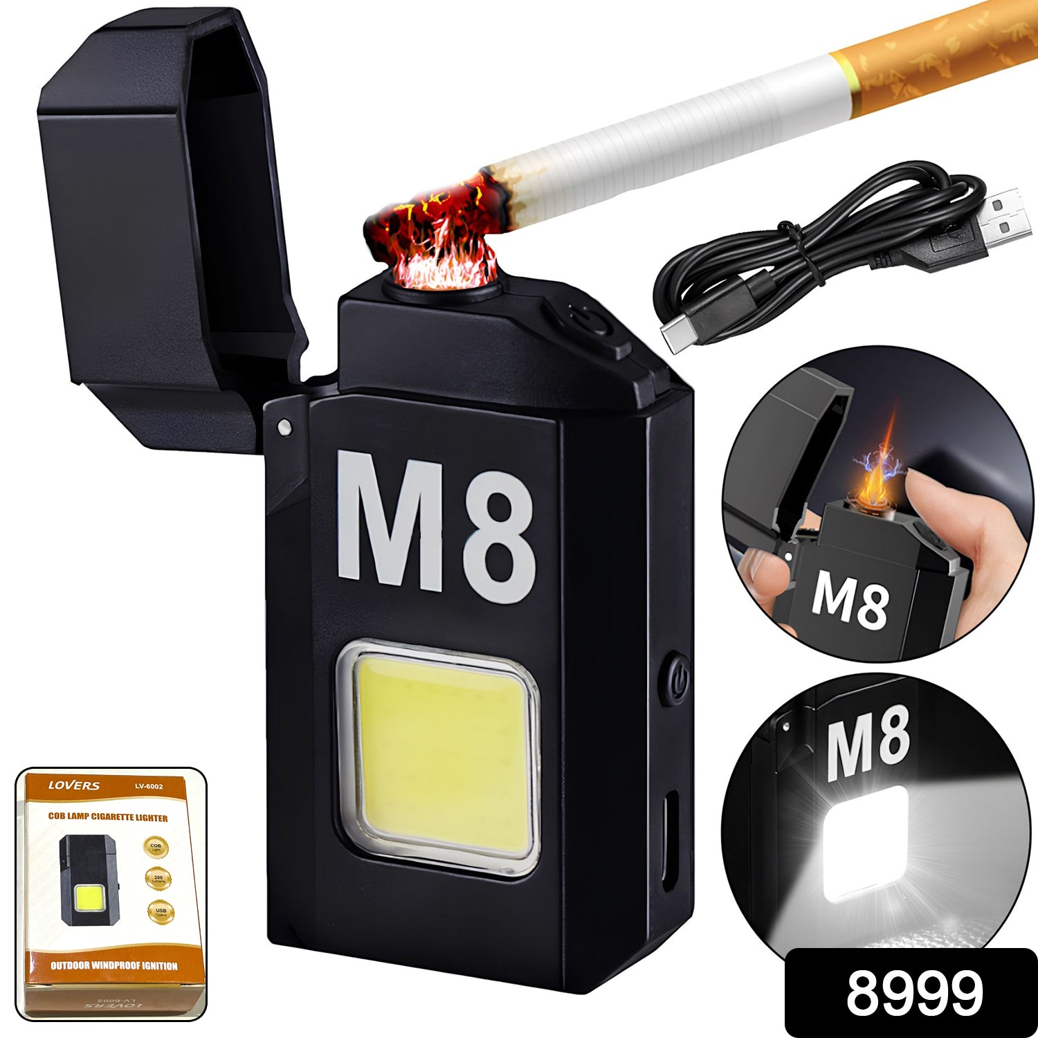 M8 Portable Torch Lighter with USB Rechargeable Feature for Easy Outdoor Use
