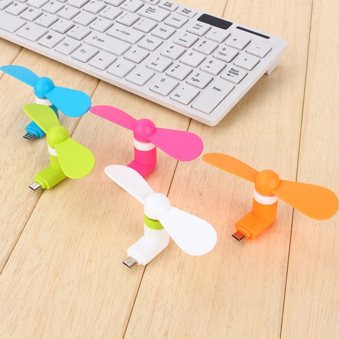 Colorful portable USB fan set for kids, perfect for summer fun and staying cool while using devices