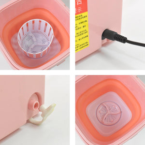 Portable washing machine foldable with a built-in filter and drainage system for easy laundry use