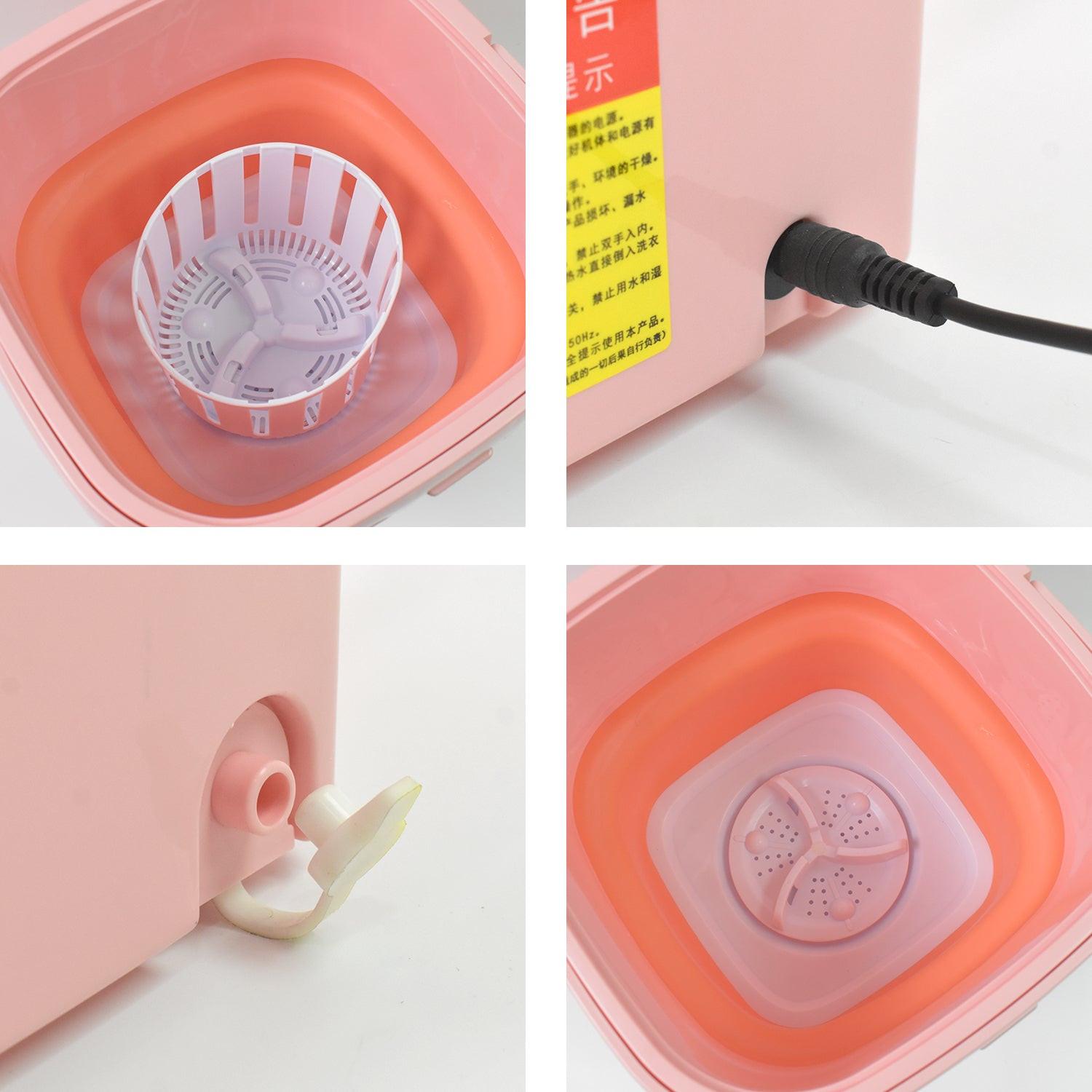 Portable washing machine foldable with a built-in filter and drainage system for easy laundry use
