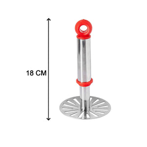 Metal potato masher with plastic handle, 18 CM height, perfect for mashing potatoes and other soft foods