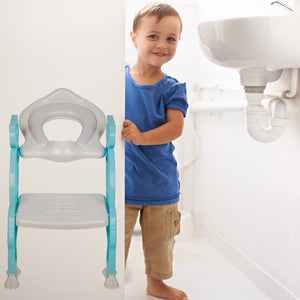 Potty training seat with ladder designed for easy and safe toilet use for toddlers